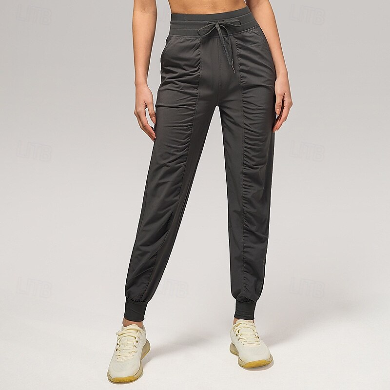 Mulheres Calças de fitness Calças de Pilates Calças de ioga Com Cordão Rugas Com bolsos Leve Cintura Alta Pilates Academia Zumba Calças Azul marinho Castanho Claro Preto Outono Esportes Roupas de 2025 por $25.99 –P15