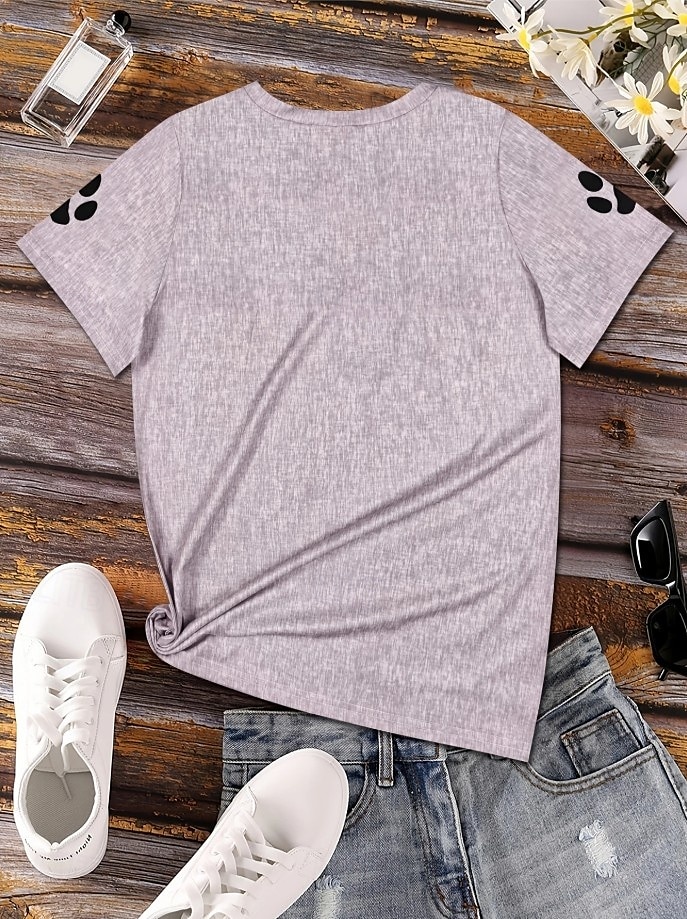 Femmes T-shirt Graphique Animal Chat ancien Élégant Classique Manche Courte Col ras du cou Hauts Réguliers Quotidien Week-end Imprimé Blanche Rose Claire Violet Kaki Été Printemps de 2025 ? $19.99 –P3
