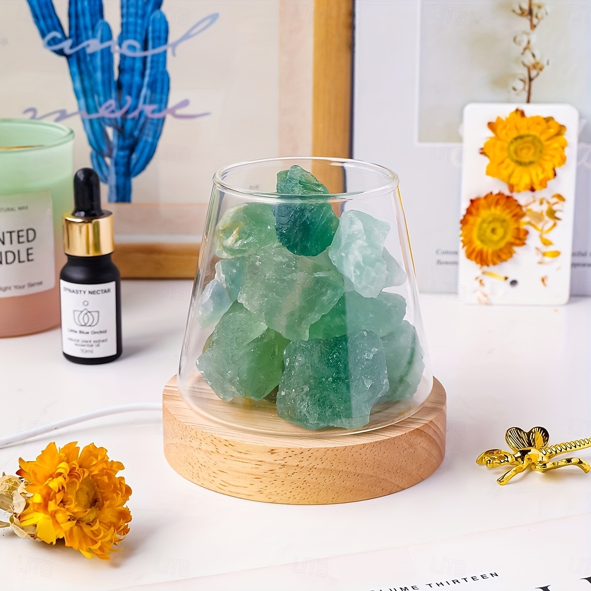 Natural Crystal Aroma Stone 1pc Diffuser - Demagnetising Bowl Lamp Ornament Home Bedroom Night Light Companion Gift - Essential Oil Not Included 2026 - $39.99 –P7