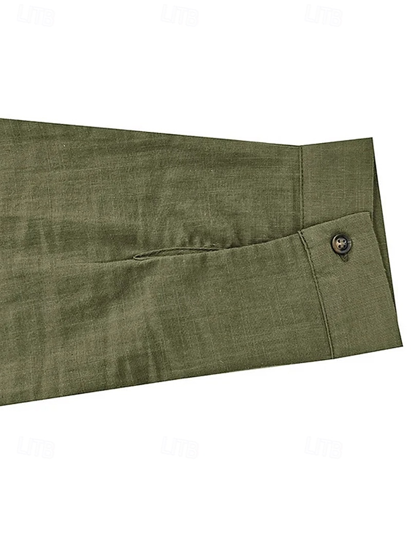Per uomo Camicia Camicia di lino Camicia con colletto alla coreana Camicia popover Camicia Estiva Abbigliamento da spiaggia Semplice Vacanza Quotidiano Nero Bianco Blu marino Verde Manica Lunga Henley del 2025 a $22.99 –P8