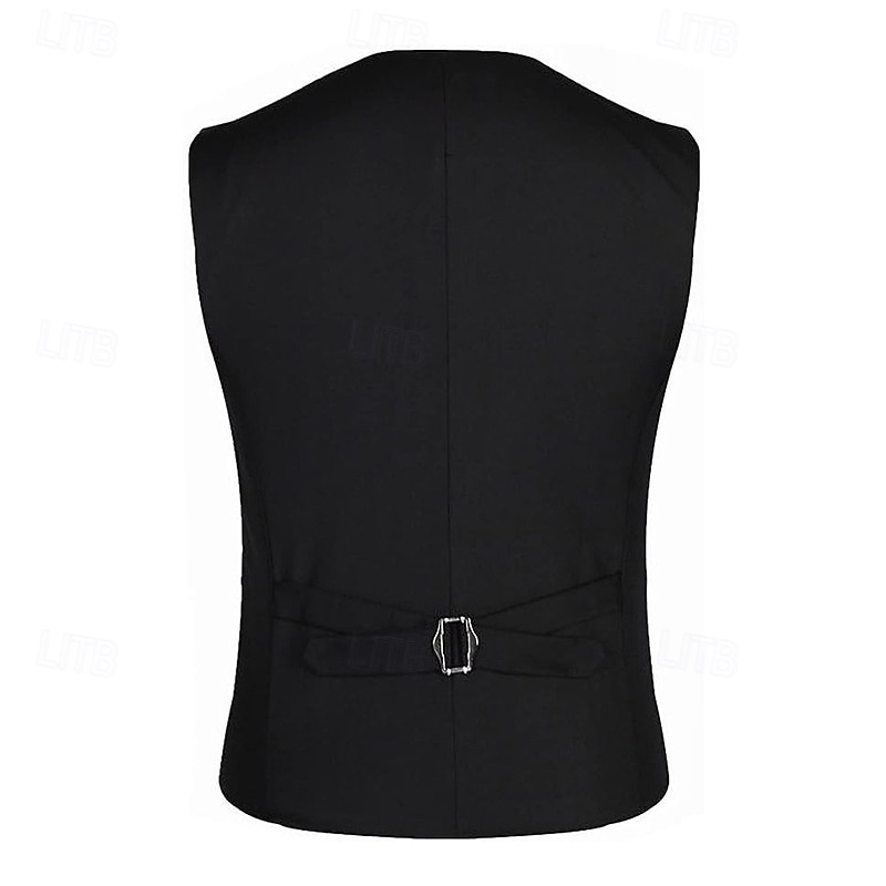 Hombre Chaleco Vacaciones Fiesta Negocio Moda Casual Primavera Otoño Botones Poliéster Cómodo Color sólido Botonadura Doble Diseño Ajuste regular Negro Blanco Rojo Chaleco 2025 - $32.99 –P5
