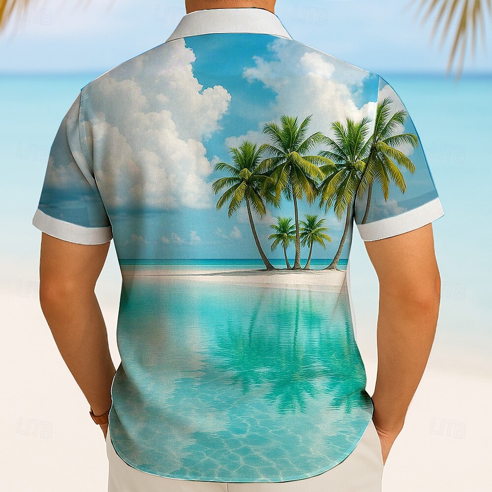Herren Kokospalme Natur & Landschaft Tropische Pflanzen Sommer Hawaiihemd Knopfhemd Alohahemd Kurzarm Hawaiianisch Urlaub Strandbekleidung Sommer Frühling Umlegekragen 3D-Druck Hemden mit Kragen Blau 2025 - $23.99 –P2