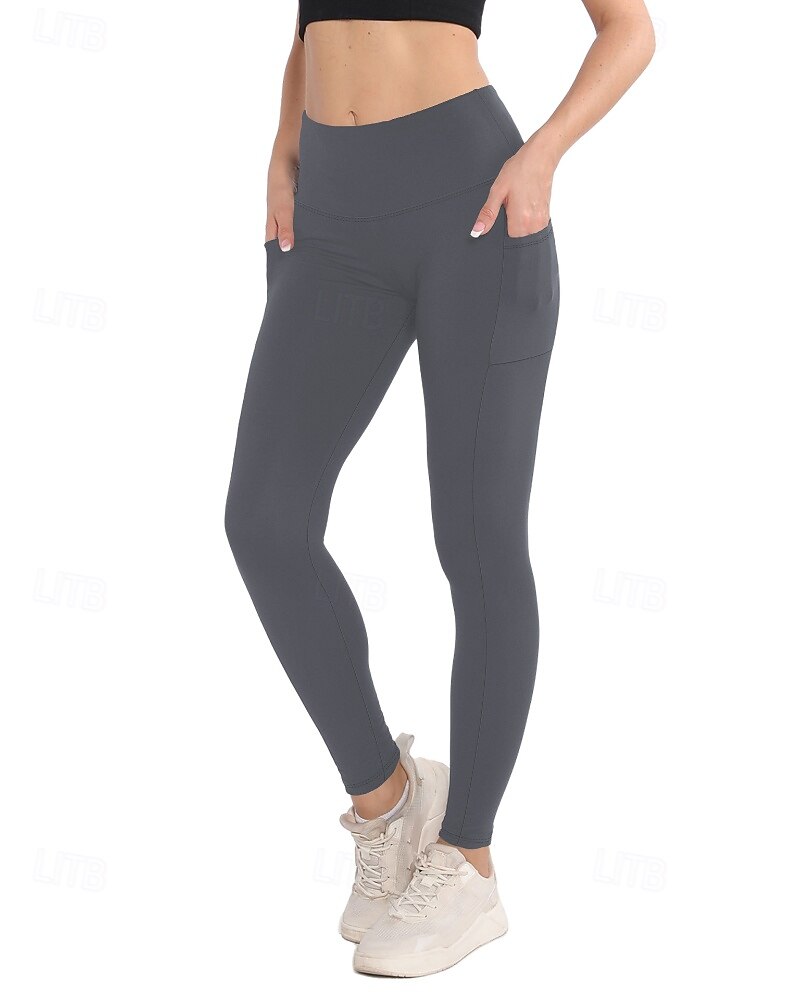 Women's pilates leggings Capri Leggings Sports Pants Pockets Lightweight Pilates Gym Running Pants Solid Color Navy Black Pink Plus Size Sports Activewear Micro-elastic 2026 - $17.49 –P14