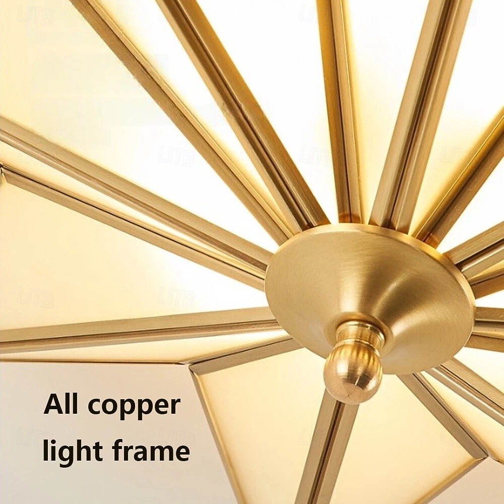 Luminária de teto moderna de LED com 4 luzes, vidro fosco chanfrado, montagem embutida, luminária tradicional de latão com estrela próxima ao teto, luminária pendente decorativa para sala de estar de 2025 por $364.19 –P9