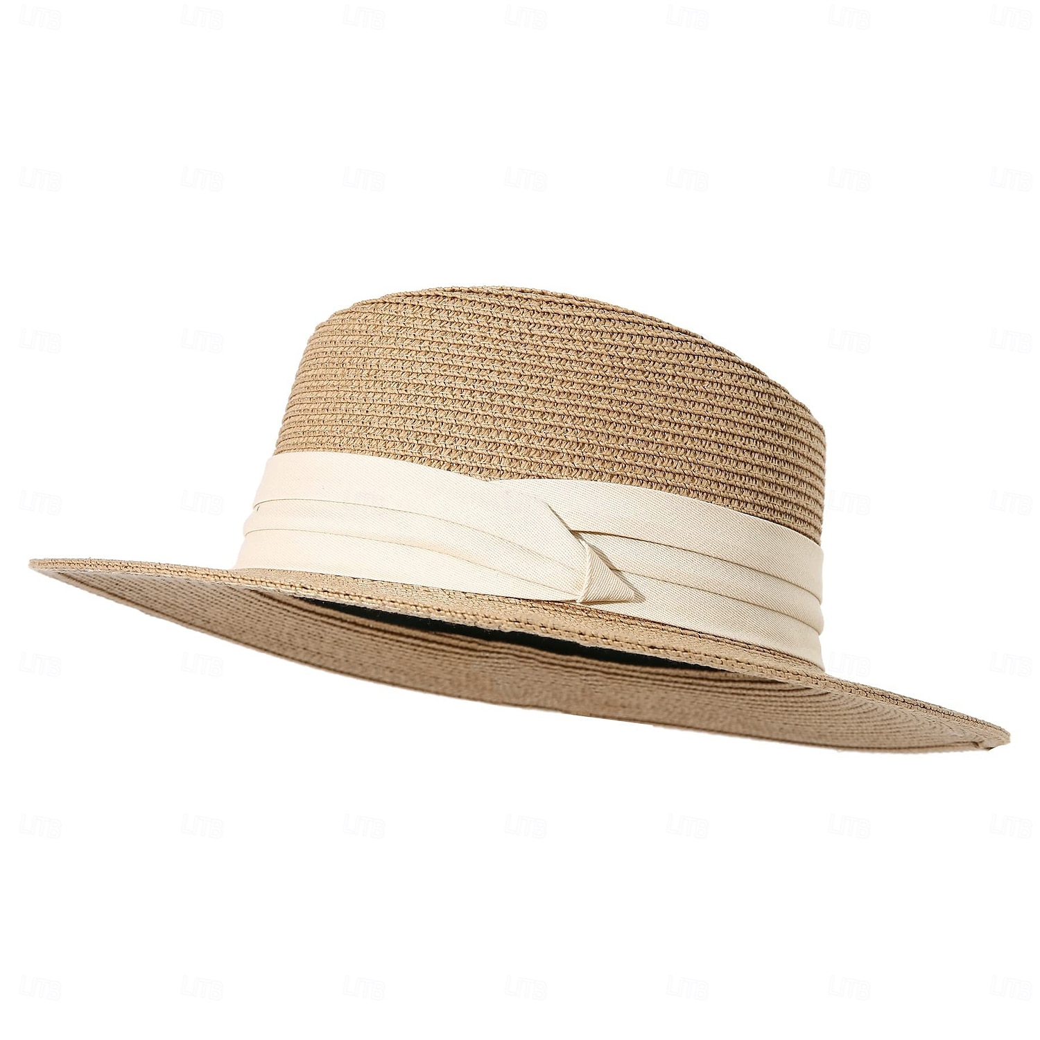 1 stk. elegant damehatt med strå og bred brem, lett og pustende sommerhatt for strandaktiviteter, uformell &formelle arrangementer, tilbehør til arrangementer 2025 - $13.99 –P11