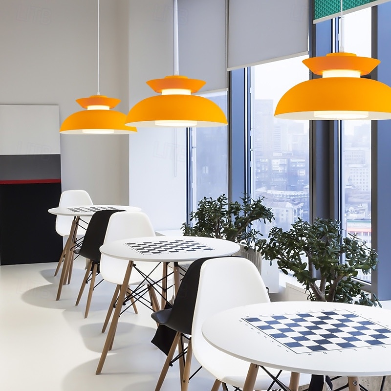 Domácí hliníkový lustr v americkém stylu, barevná závěsná lampa s jednou hlavou v moderních barvách, minimalistické severské svítidlo do kuchyně, ložnice, jídelny, restaurace 2025 - $199.99 –P2