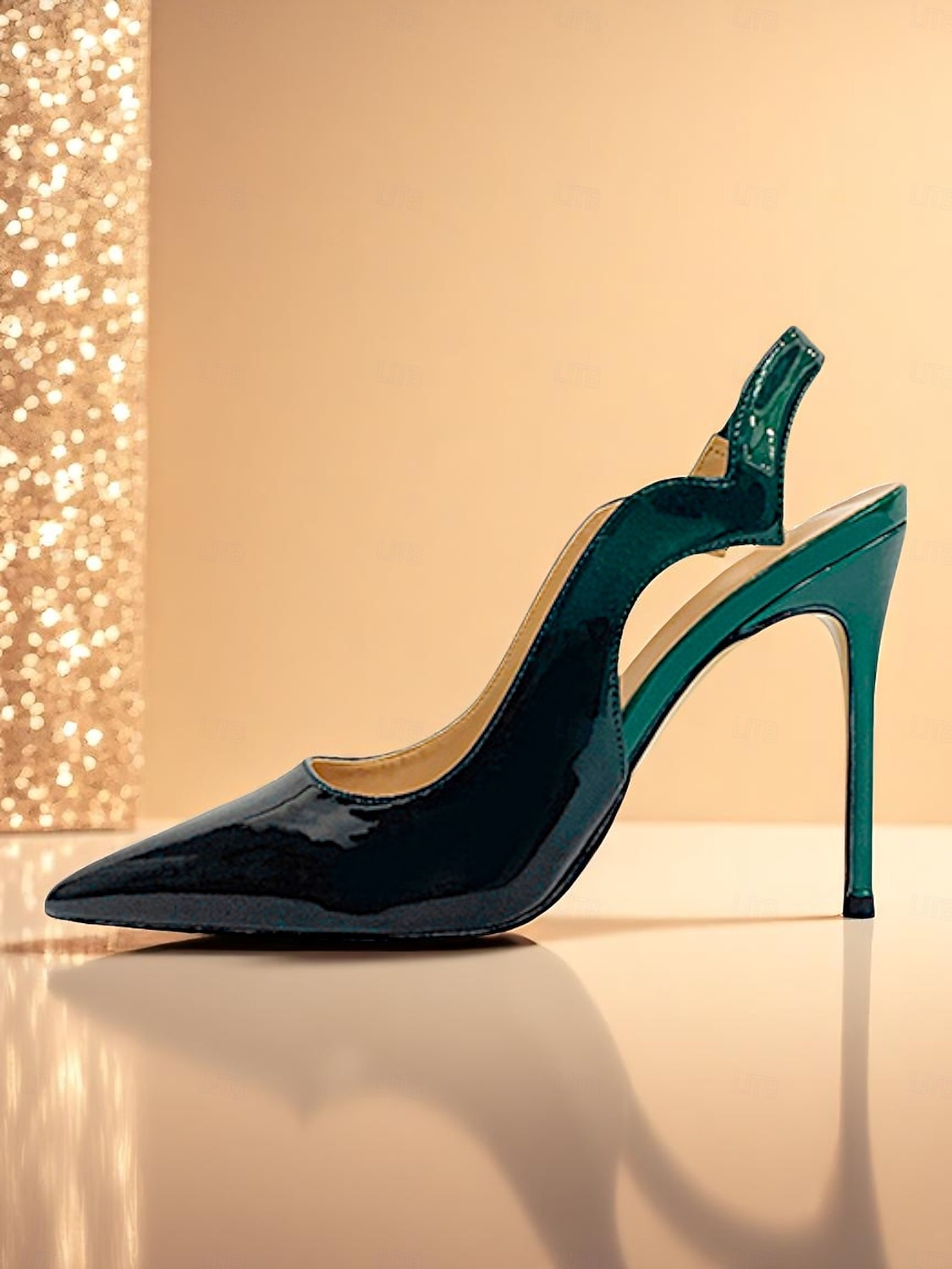 Damen-Slingback-Pumps aus schwarzem und rotem Lackleder mit spitzer Zehenpartie und Stilettoabsatz für das Nachtleben, Clubs und Cocktailpartys 2026 - $59.99 –P9