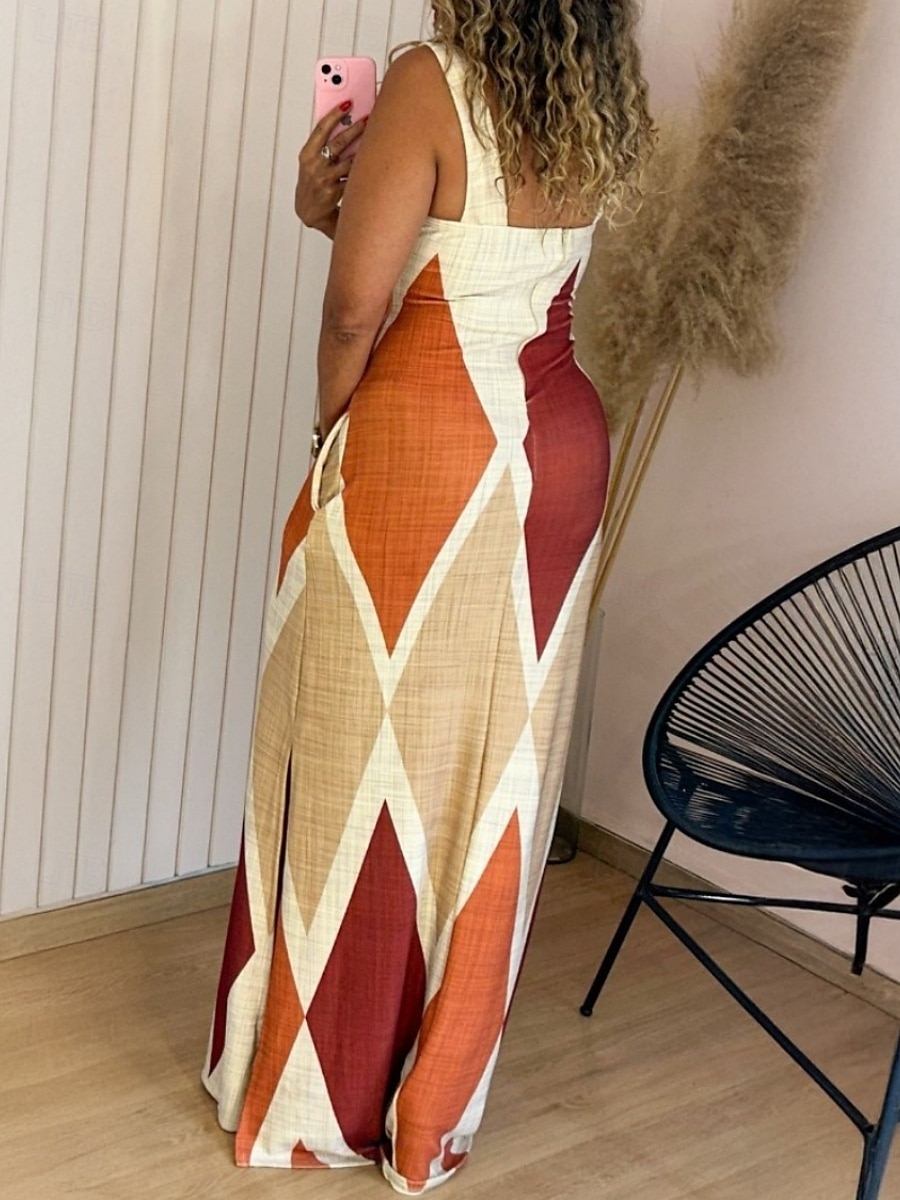 Damen Maxikleid Etui-Kleid Unterkleid Urlaub Lässig Boho Outdoor Ausgehen Normale Passform Geometrisch Ärmellos Spaghettiträger Gelb Wein Purpur Grün Sommer 2025 - $36.99 –P4