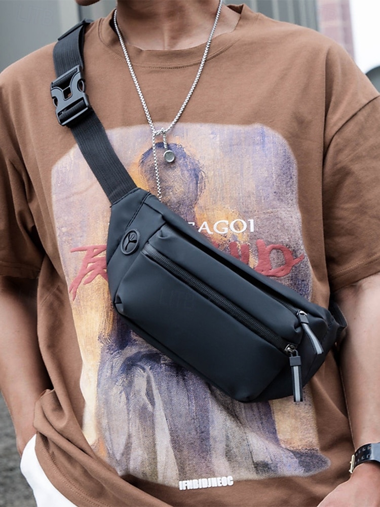 Marsupio impermeabile da uomo con strisce riflettenti - marsupio antigraffio, indossabile come borsa a tracolla, adatto per spostamenti quotidiani, viaggi e attività all'aperto del 2025 a $14.99 –P2