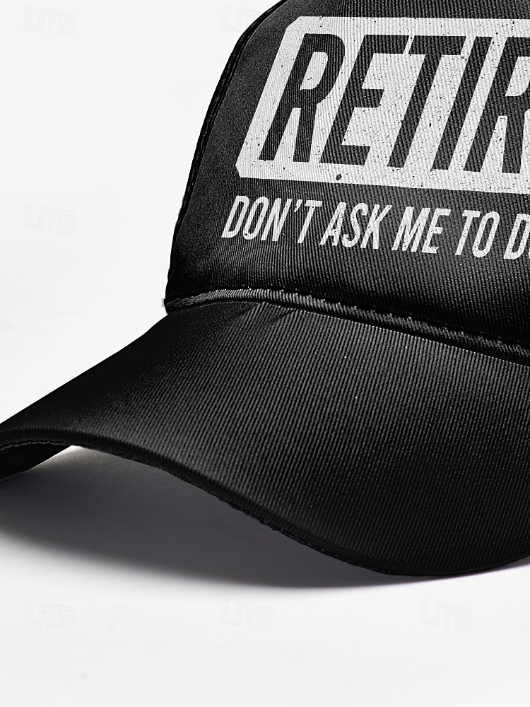 Lustige schwarze Baseballkappe für Herren mit „Retired“-Aufdruck – verstellbare Baumwollmütze für Rentner, lässige Outdoor-Kleidung und Scherzgeschenke 2025 - $14.99 –P8
