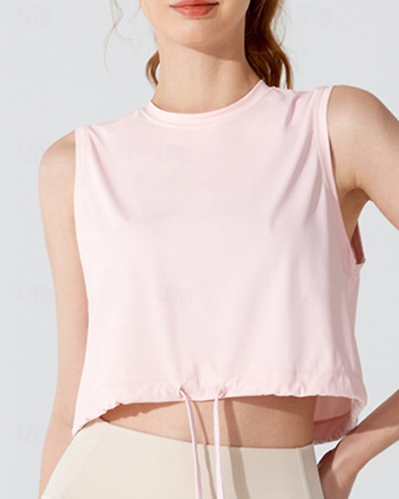 Dam Linne för jogging Snörning Lättvikt Ärmlös Överdelar UPF 50 Solskydd Snabb tork Vekefukt Pilates Löpning Yoga Sportkläder Sportkläder Solid färg Ljusgul Svart Vit 2025 - $14.39 –P14