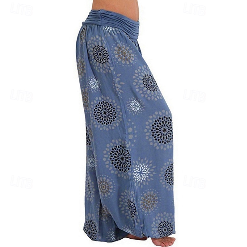 Dam Byxor Harem byxor Palazzo byxor Mode Boho Fullängd Medium Midja Mönster Elastisk midja Bekväm Microelastisk Gata Dagliga kläder Utekväll Svart Gul Armégrön Marinblå Sommar Vår Normal 2025 - $19.99 –P2