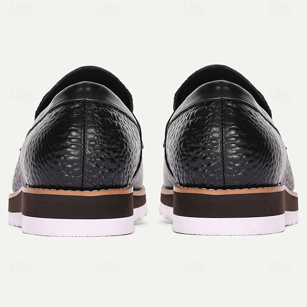 Herren-Loafer und Slipper aus echtem Rindsleder in Schwarz mit Krokoprägung – bequeme Freizeitschuhe für den Alltag und auf Reisen 2025 - $109.99 –P5