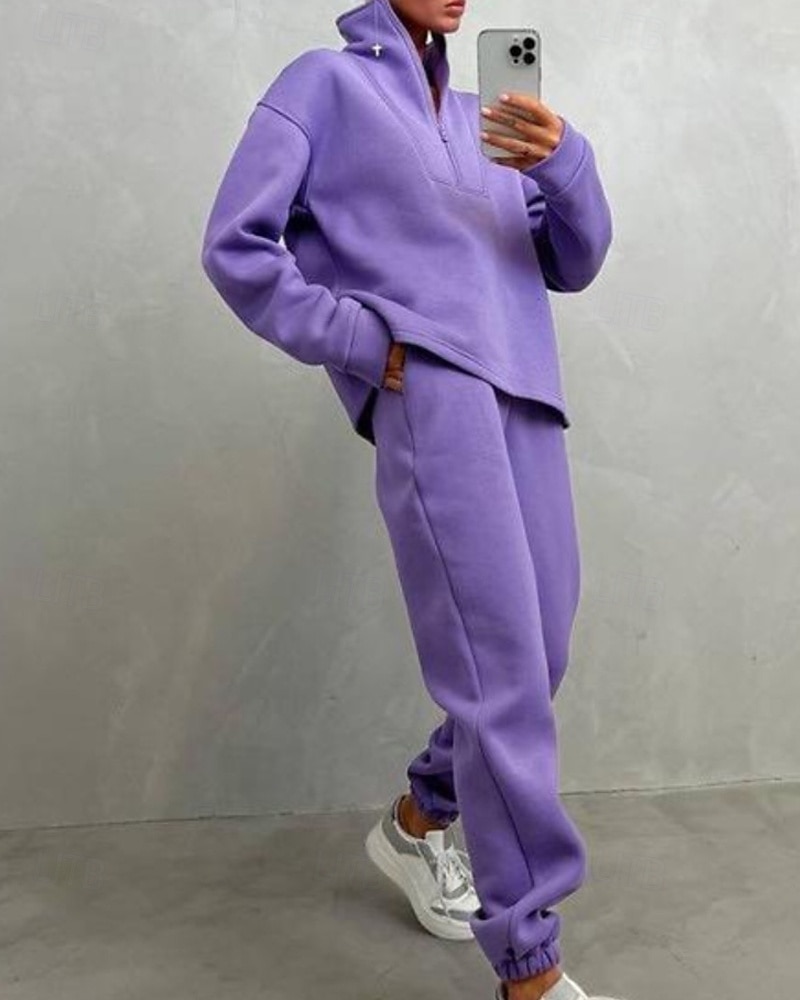 Γυναικεία Φόρμα Αθλητικές Φόρμες Φούτερ με πουλόβερ Τσέπη με φερμουάρ Μονόχρωμο Ρούχα σύνολα Φθινόπωρο Μαύρο Κίτρινο Σπαντέξ Προπόνηση Ένδυση γυμναστικής και άθλησης Τρέξιμο 2026 - $36.99 –P16