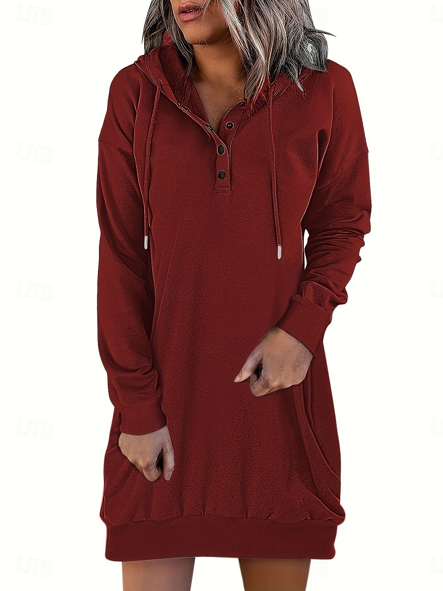 Damen Minikleid Shiftkleid Lässig Täglich Lässiger Schnitt Grafik Langarm Mit Kapuze Schwarz Weiß Rosa Wein Frühling Herbst Winter 2025 - $14.99 –P16