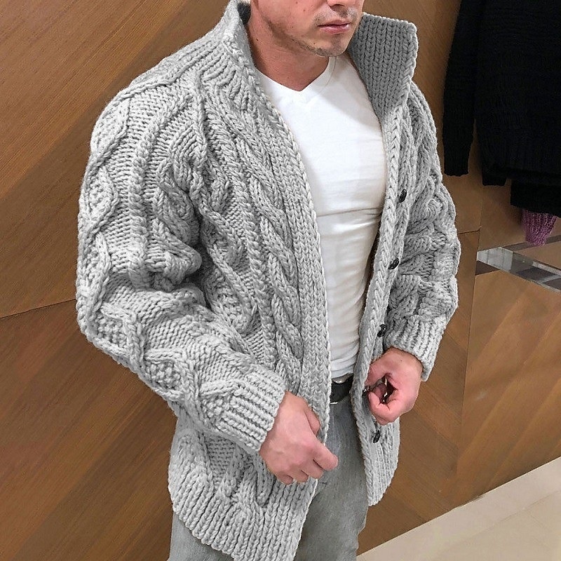 Per uomo Felpa Cardigan Treccia Maglia Top Regolari Lavorato a maglia Semplice Colletto Mao Moderno Contemporaneo Casual Casuale Abbigliamento quotidiano Abbigliamento Autunno & Inverno Rosso del 2025 a $21.49 –P5
