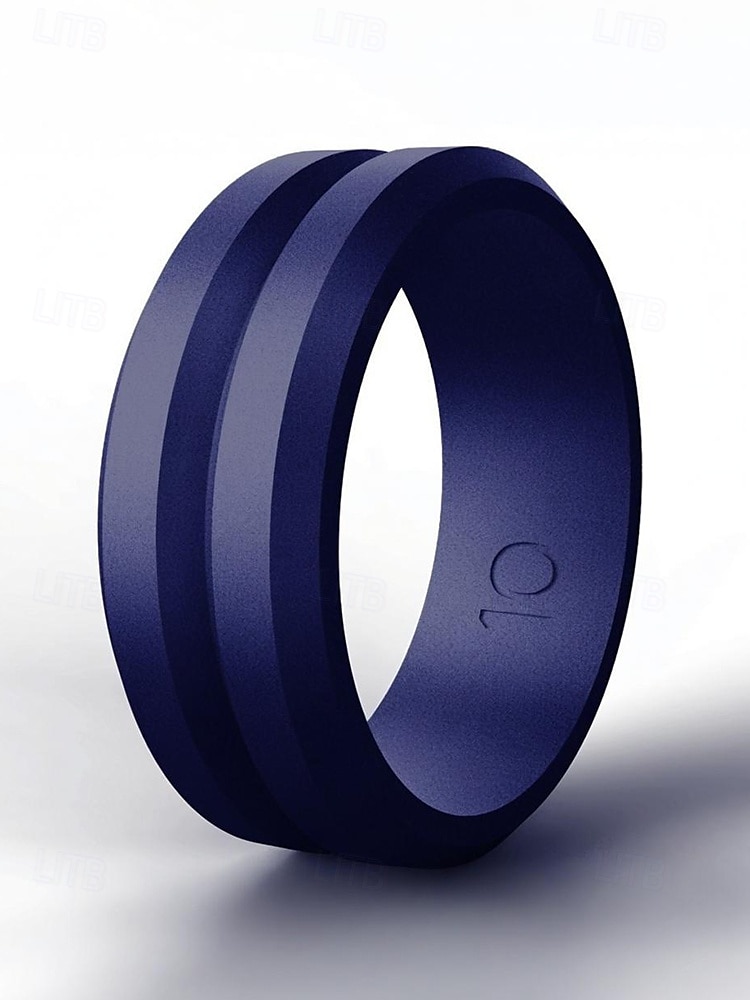 fede nuziale in silicone da uomo con design a doppia scanalatura – elastico leggero da 8 mm per stili di vita attivi, allenamenti in palestra e sport all'aria aperta del 2025 a $7.99 –P6