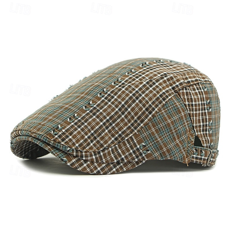 Per uomo Coppola Cappello Ascot Cappello da Giornalista Nero Rosso Cotone Moda Casual Streetwear Quotidiano Plaid Regolabile Protezione solare Traspirante del 2026 a $12.99 –P8