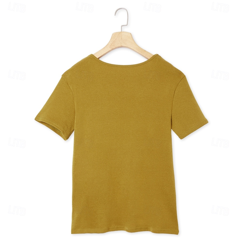 Férfi Kötött póló Tee Top Cotton Blend póló Rövid ujjú V-alakú Nyár Tömör szín Divat Dizájn Alap Kötött Vakáció Utca Hétköznapi Sárga Bézs Világoskék Férfi felső póló 2025 - $17.99 –P9
