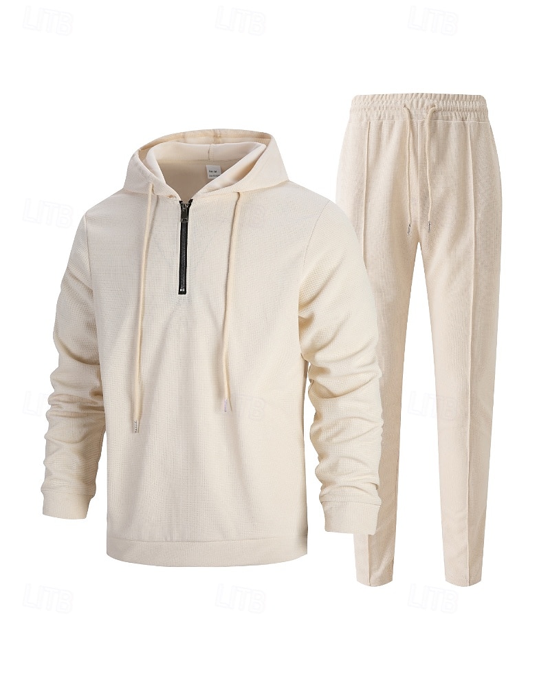 Муж. Спортивный костюм Штаны Спортивные штаны Карман на молнии Однотонный Наборы одежды Осень Черный Белый Тренажерный зал Одежда для спорта и отдыха Бег С защитой от ветра Длинный рукав Спорт 2026 - $34.99 –P5