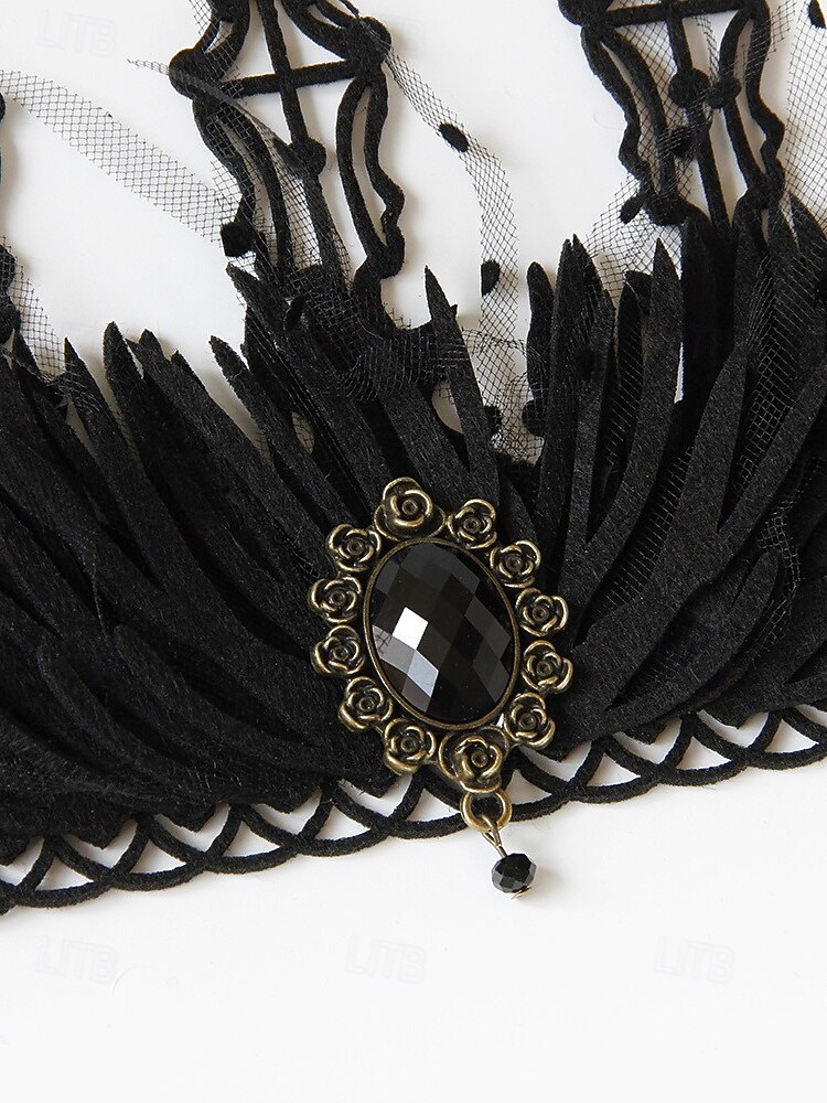 gotisk svart blondekronepannebånd med edelstensanheng til dame, Halloween-festdronningtiara, kostymetilbehør i vintagestil for voksne 2026 - $11.99 –P6
