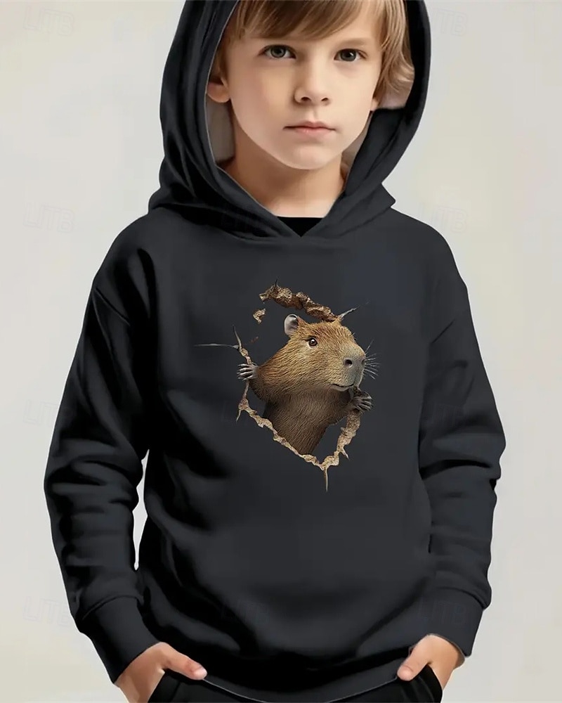 Pojkar 3D Djur Huvtröja Långärmad Vår Höst Mode Streetwear Barn 4-12 år Huva Utomhus Ledigt Dagligen Normal 2025 - $18.99 –P3