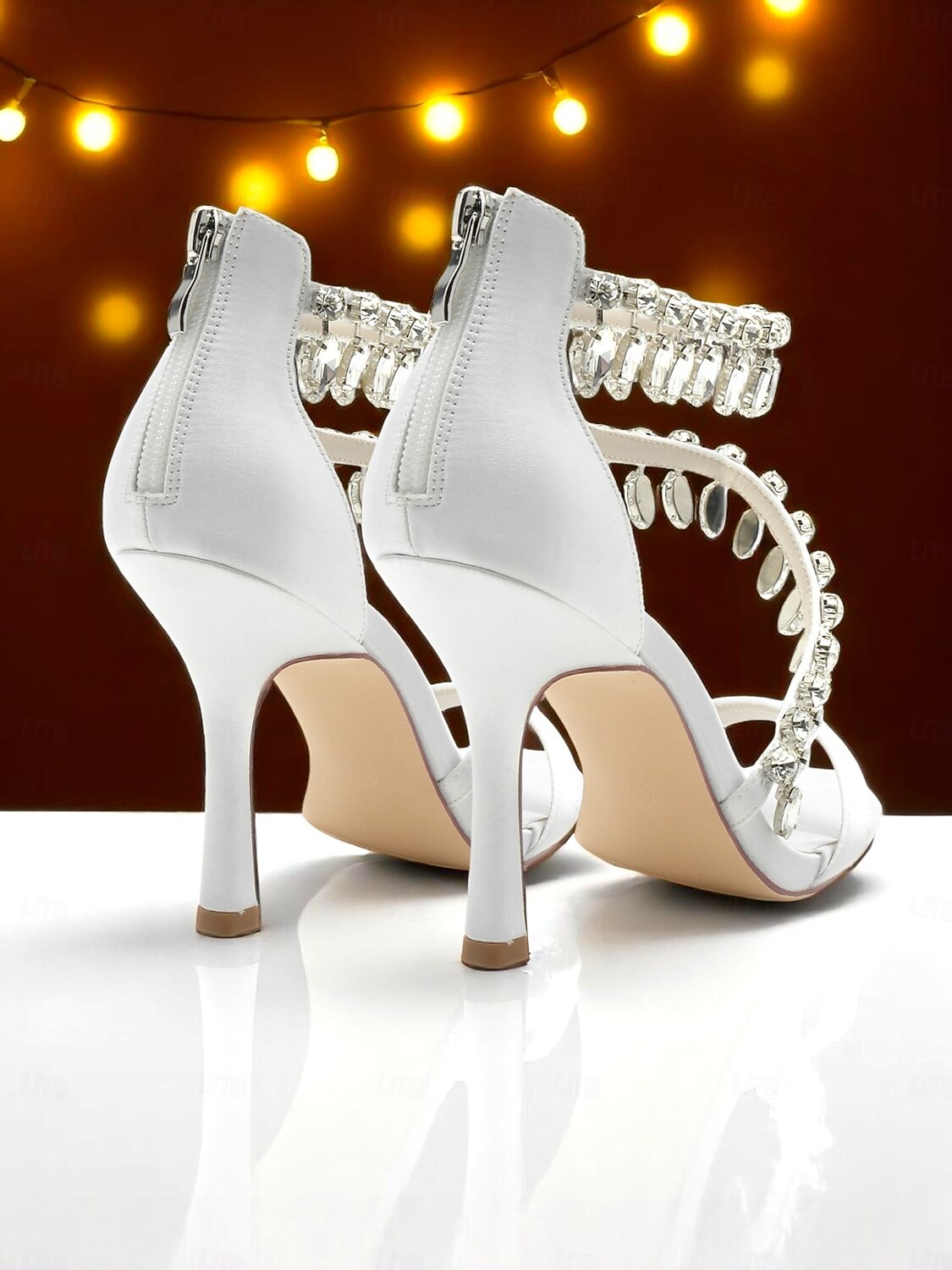 Weiße Damensandalen mit Stilettoabsatz, offene Abendschuhe mit Kristallfransenriemen für formelle Anlässe und Abendpartys 2025 - $69.99 –P4