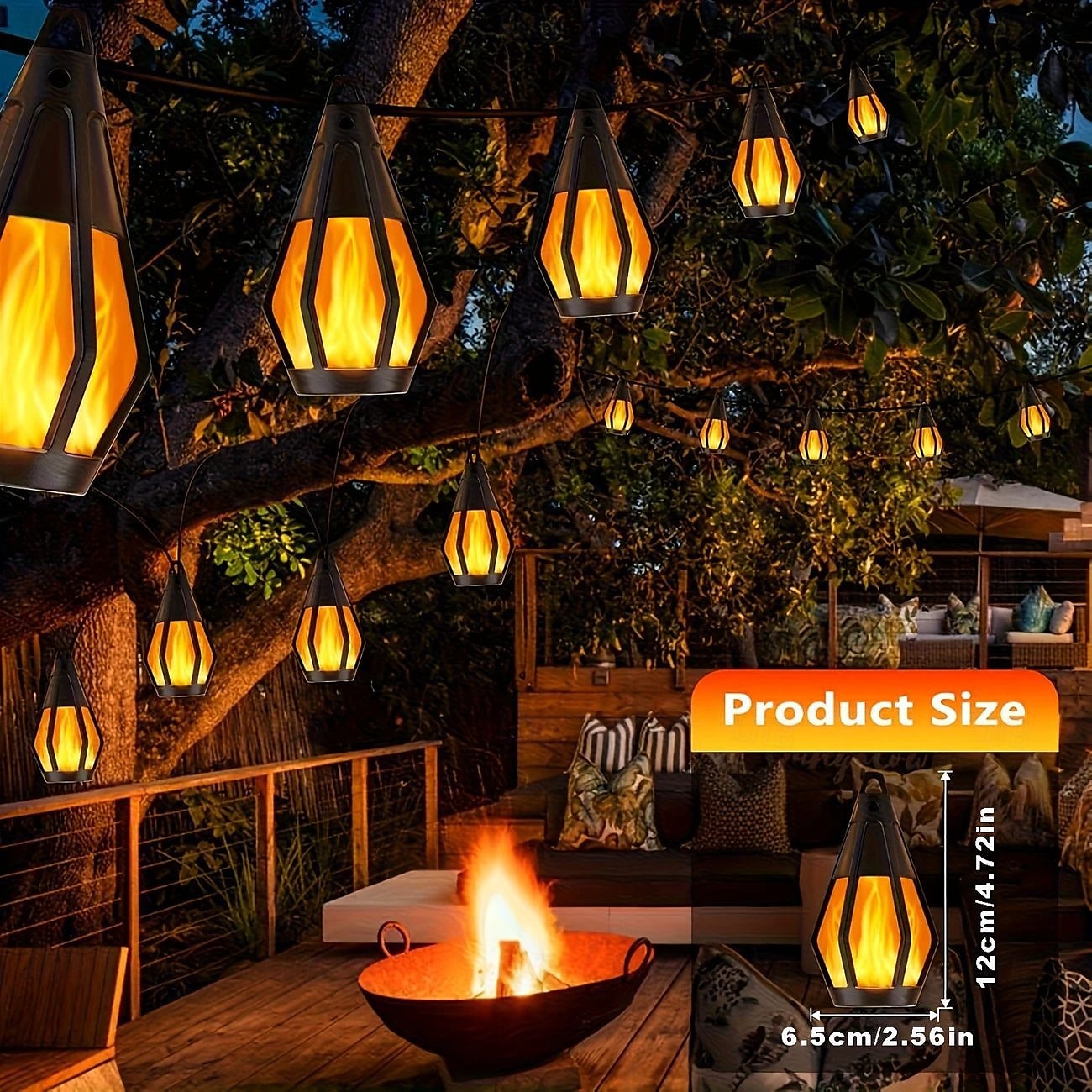1 Pc 15 Leds Outdoor Waterproof Solar Flashing Flame Lantern String Garden Courtyard Camping Christmas Halloween Wedding Atmosphere Decoration Lighting 2025 - $47.99 –P11