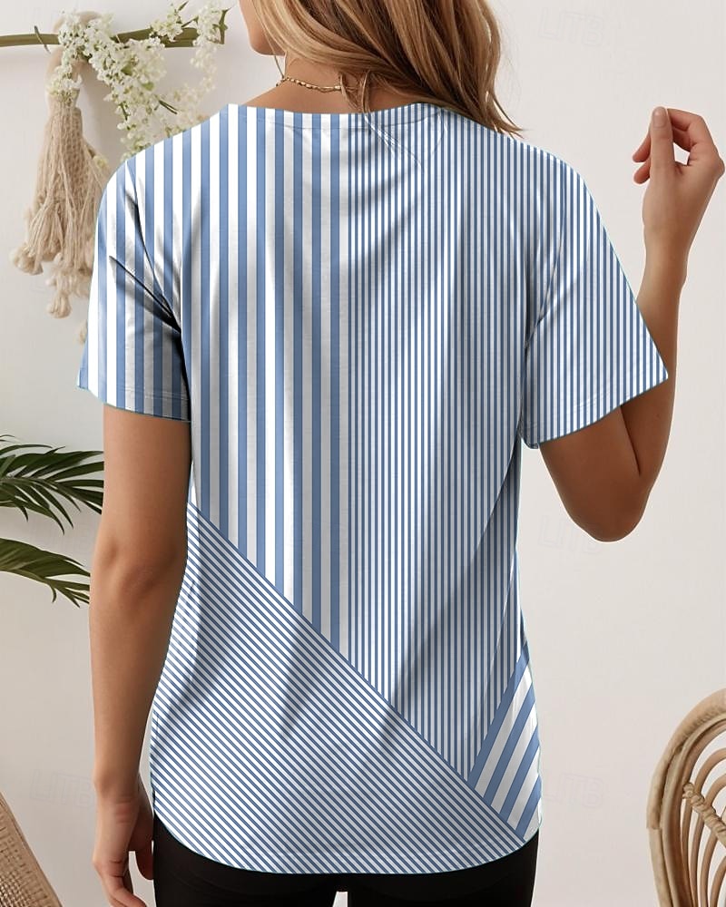 Femmes T-shirt Graphique Élégant Classique Occasionnel Manche Courte Col en V Hauts Réguliers Quotidien Imprimé Jaune Vert Claire Rose Claire Bleu Violet Été Printemps de 2025 ? $19.99 –P2