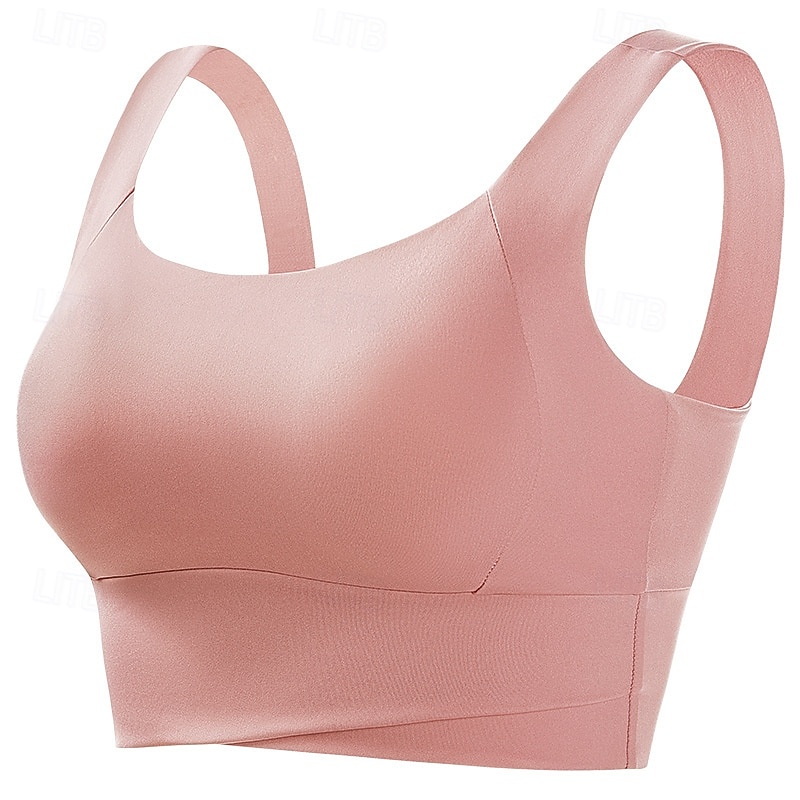 Women's Yoga Bra Sports Bra Pilates Bra Bra Top Push Up Seamless Anti-vibration Wireless Solid / Plain Color Sport Activewear Watermelon Red Black Gym Zumba Running 2025 - $13.99 –P10