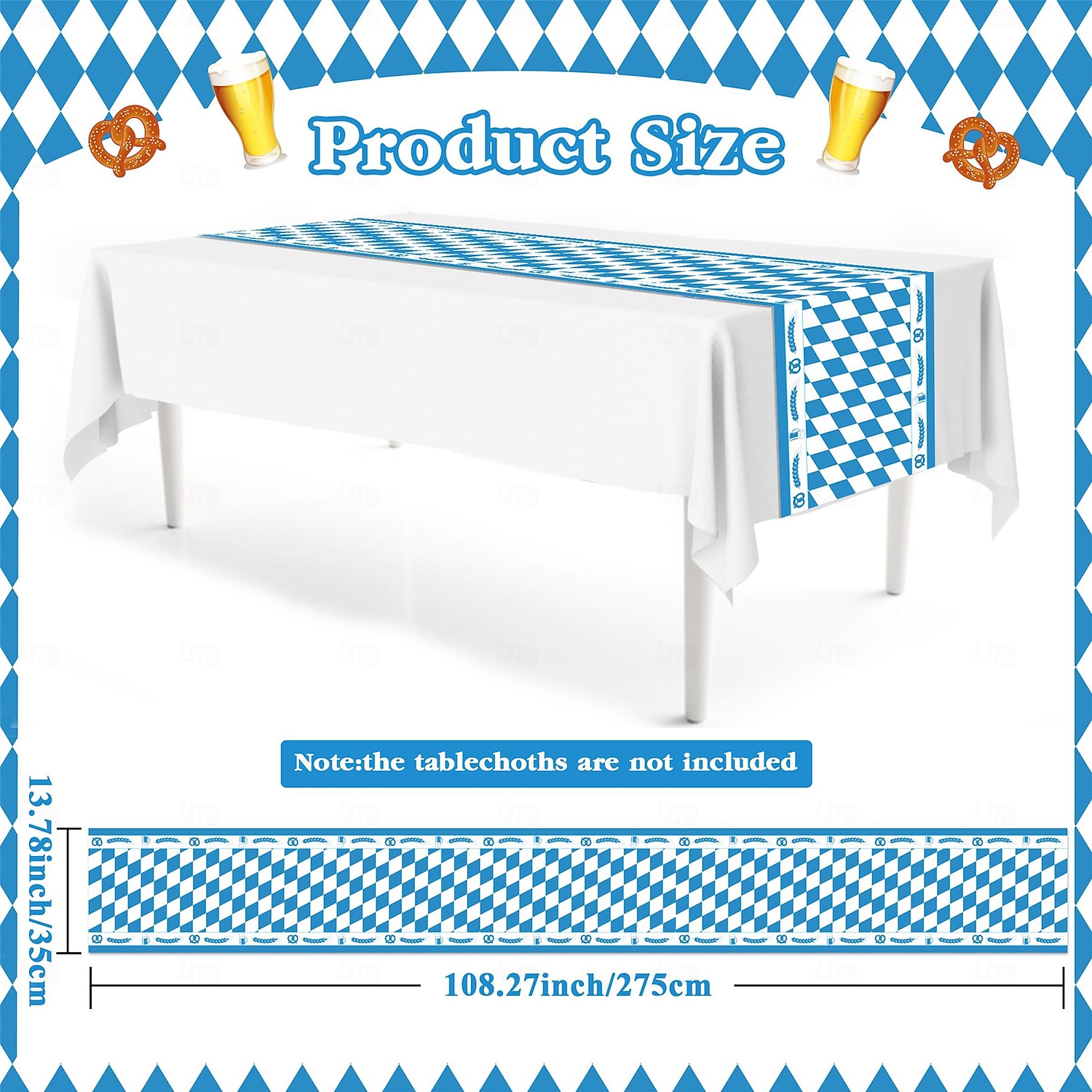 Confezione da 5 tovaglie Oktoberfest blu &Tovaglie a quadretti bianchi per forniture per la festa del tè dell'Oktoberfest, tovaglia rettangolare in plastica per campeggio, picnic, matrimonio, festa di del 2025 a $15.99 –P3