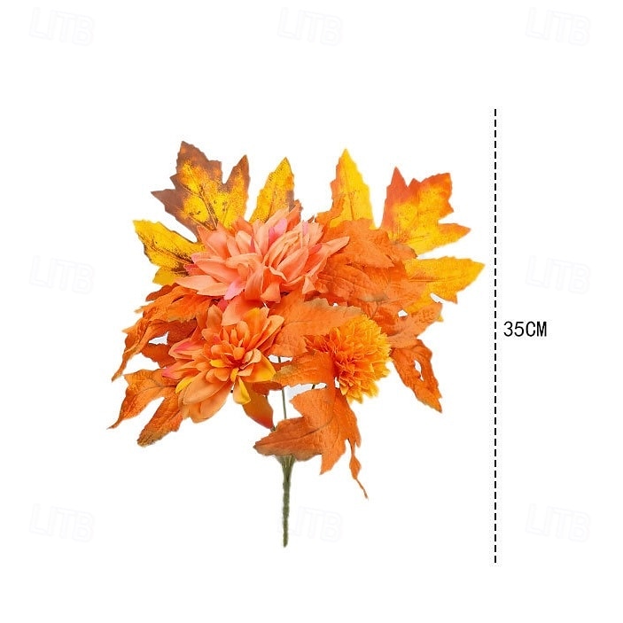 1 ramo de flores artificiales de otoño, corona de calabaza con hojas de arce para Acción de Gracias, arreglo decorativo para el hogar otoñal de Halloween 2025 - $8.99 –P14