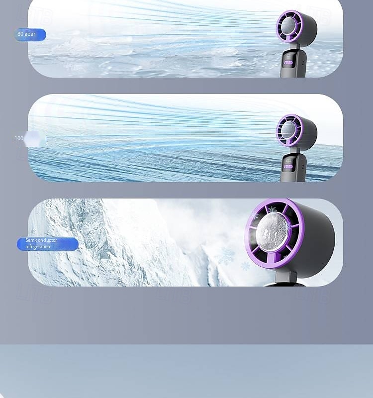 1 Pc handheld cooling fan with 100 levels of cooling and folding, portable turbo mini semiconductor ice pack fan 2025 - $24.99 –P21
