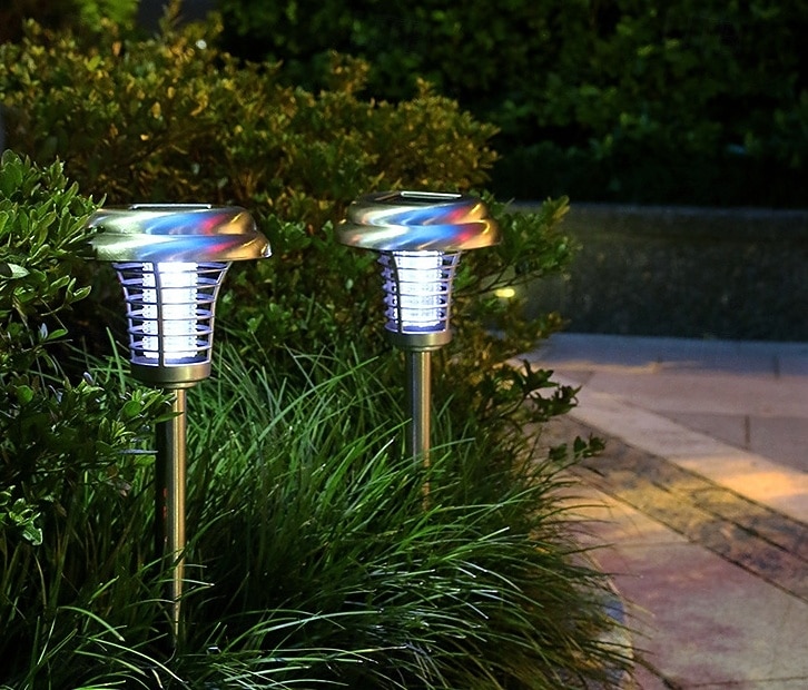 aurinkohyönteisviemäri vedenpitävä ulkokäyttöön tarkoitettu hyttysten tappaja ja valaistusta karkottava lamppu sisä- ja ulkokäyttöön puutarhaterassille violetti ja valkoinen valo (ruostumaton teräs - 2026 - $13.49 –P4