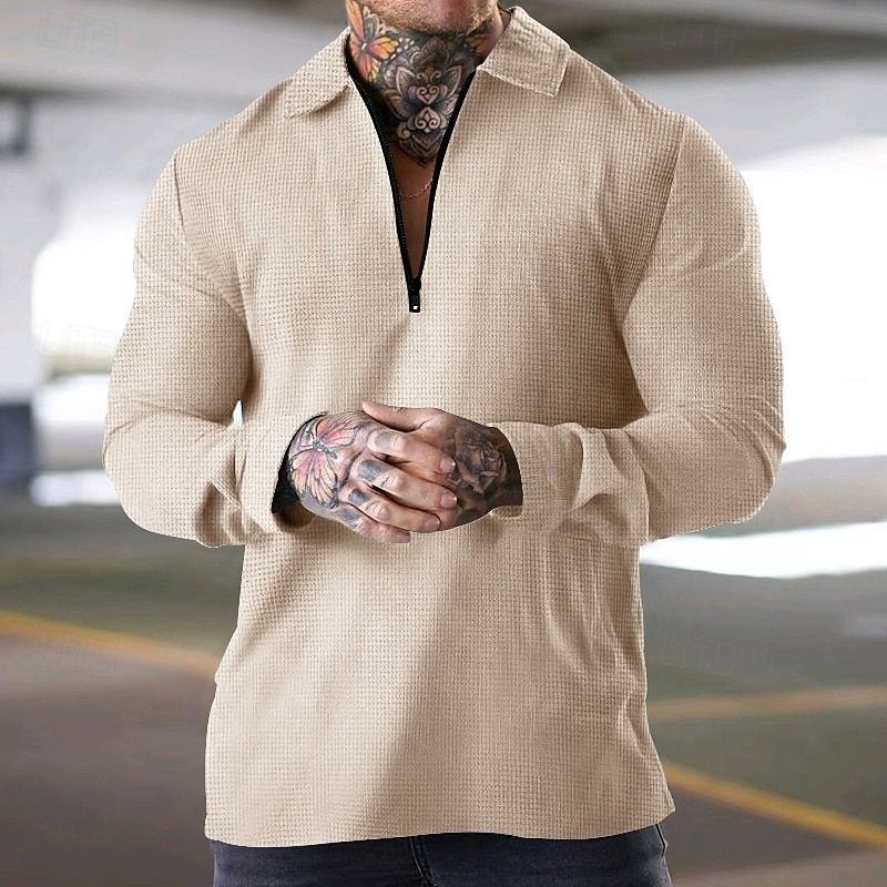 Per uomo Felpa con zip Nero Bianco Blu Cachi Grigio chiaro Bavero Semplice Con zip Zip a un quarto Casuale Quotidiano Ferie Streetwear Cool Designer Primavera & Autunno Abbigliamento Felpe con del 2025 a $23.99 –P6