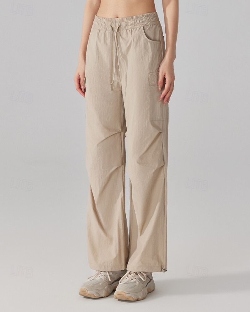 Damen Cargohosen Wanderhosen Gerade geschnittene Hose Außen Normale Passform Wasserdicht Sonnenschutz Winddicht Schnelltrocknend Unterteile Kordelzug Leicht Schwarz Khaki Camping / Wandern 2025 - $27.99 –P8