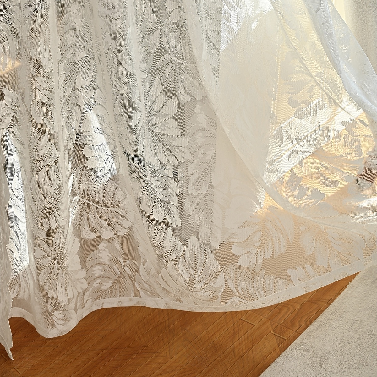 Fransk spetsgardiner lantgårdscalloped trim semi-transparent gardiner broderade fönstergardiner med krok vintage fönsterdraperier för vardagsrum sovrum 2025 - $13.99 –P1