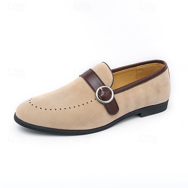 Men's Brown Faux Suede Loafers with Buckle Strap Slip-On Dress Shoes for Office Parties and Daily Wear 2025 - $42.99 –P2