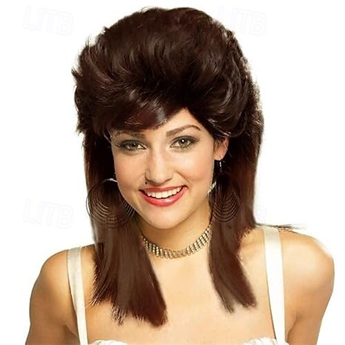 Parrucche Mullet per Donne Ricce Morbide Resistenti al Calore Capelli Lunghezza Spalla Parrucca Cosplay da Rocker degli Anni '80 Parrucche di Halloween del 2025 a $25.99 –P2