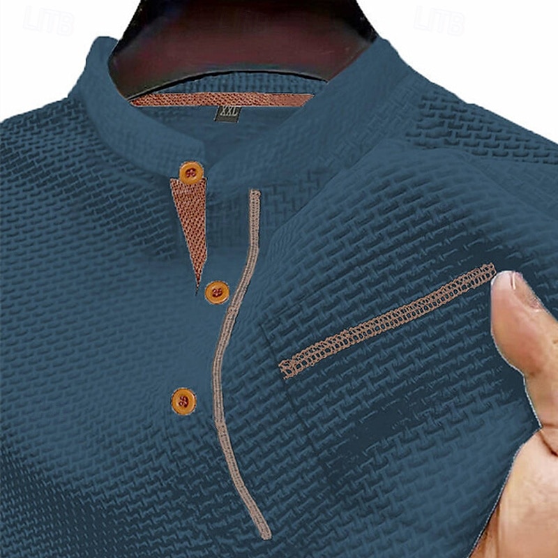 Men's T Shirt Henley Shirt Tee Short Sleeve Shirt Short Sleeve Henley Summer Spring Patchwork Fashion Designer Basic Buttons Pocket Vacation Street Going out Black White Navy Blue Top Tee for Men 2025 - $18.49 –P10