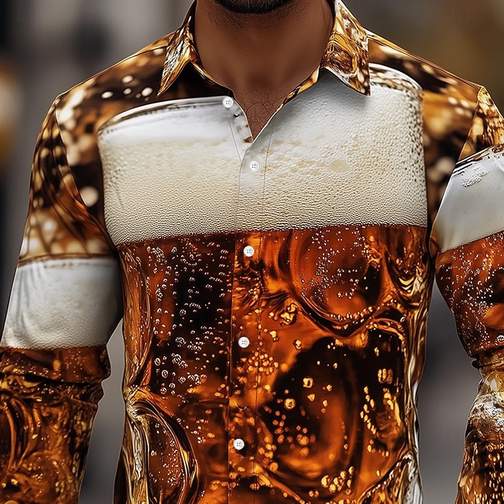 Bărbați 3D Print Bere Oktoberfest Cămașă Cămașă cu nasturi Cămăși hawaiene Manșon Lung Hawaiană În aer liber Vacanță Concediu Vară Primăvară Răsfrânt Imprimare 3D cămăși cu guler Galben Maro 2026 - $27.99 –P2