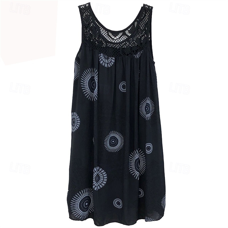 Damen Langes Kleid Maxikleid Freizeitkleid Schwingkleid Sommerkleid Unterkleid Mode Modern Täglich Strand Wochenende Normale Passform Grafik Ärmellos Rundhalsausschnitt Schwarz Weiß Gelb Wein Sommer 2025 - $20.99 –P6