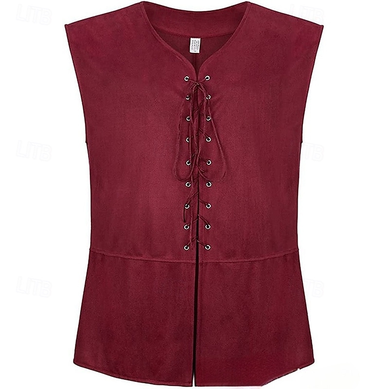 Herren Weste aus Wildlederimitat Weste Gilet Outdoor Täglich Vintage Frühling Herbst Schnürung Polyester Bequem Einfach V Ausschnitt Normale Passform Dunkelbraun Schwarz Wein Marineblau Weste 2025 - $19.49 –P6