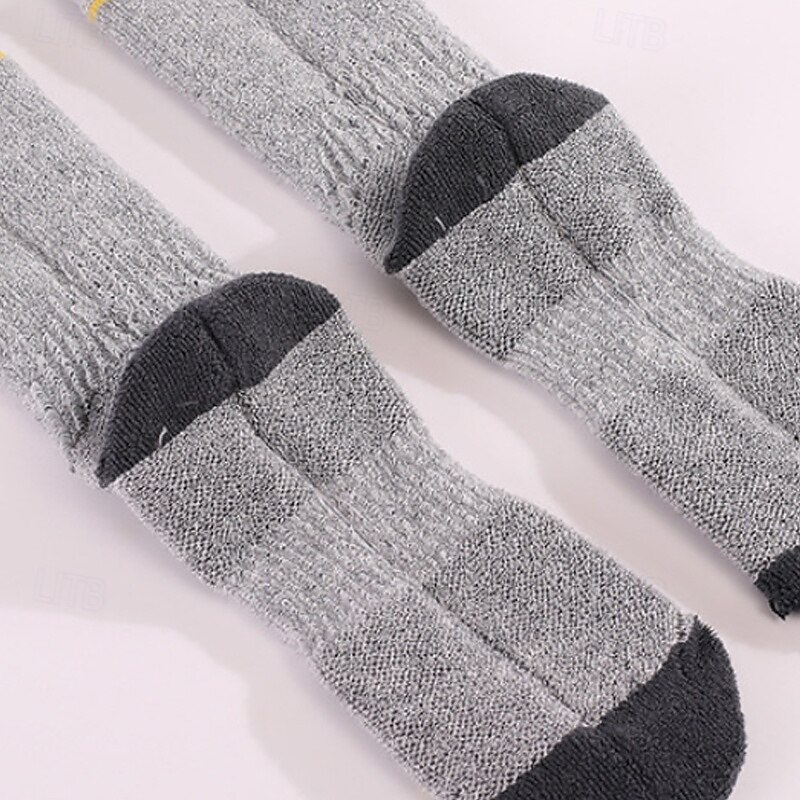 1 Par Hombre Mujer calcetines de lana merino Calcetines para correr Mantiene abrigado Transpirable Anti ampollas Grueso Al aire libre tripulación media Retazos Lana Merina Gris oscuro Negro Azul 2025 - $15.99 –P6