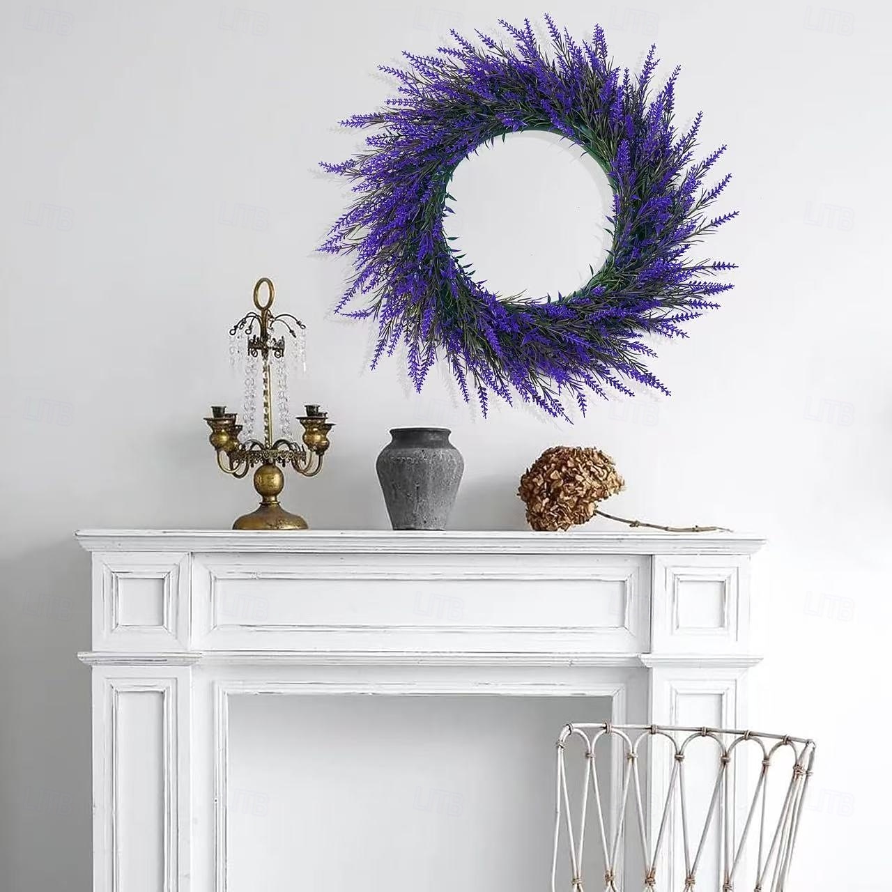 Ghirlanda di lavanda artificiale da 40 cm per porta d'ingresso, decorazione da parete per interni, decorazione per matrimoni e accessorio fotografico del 2026 a $22.99 –P1