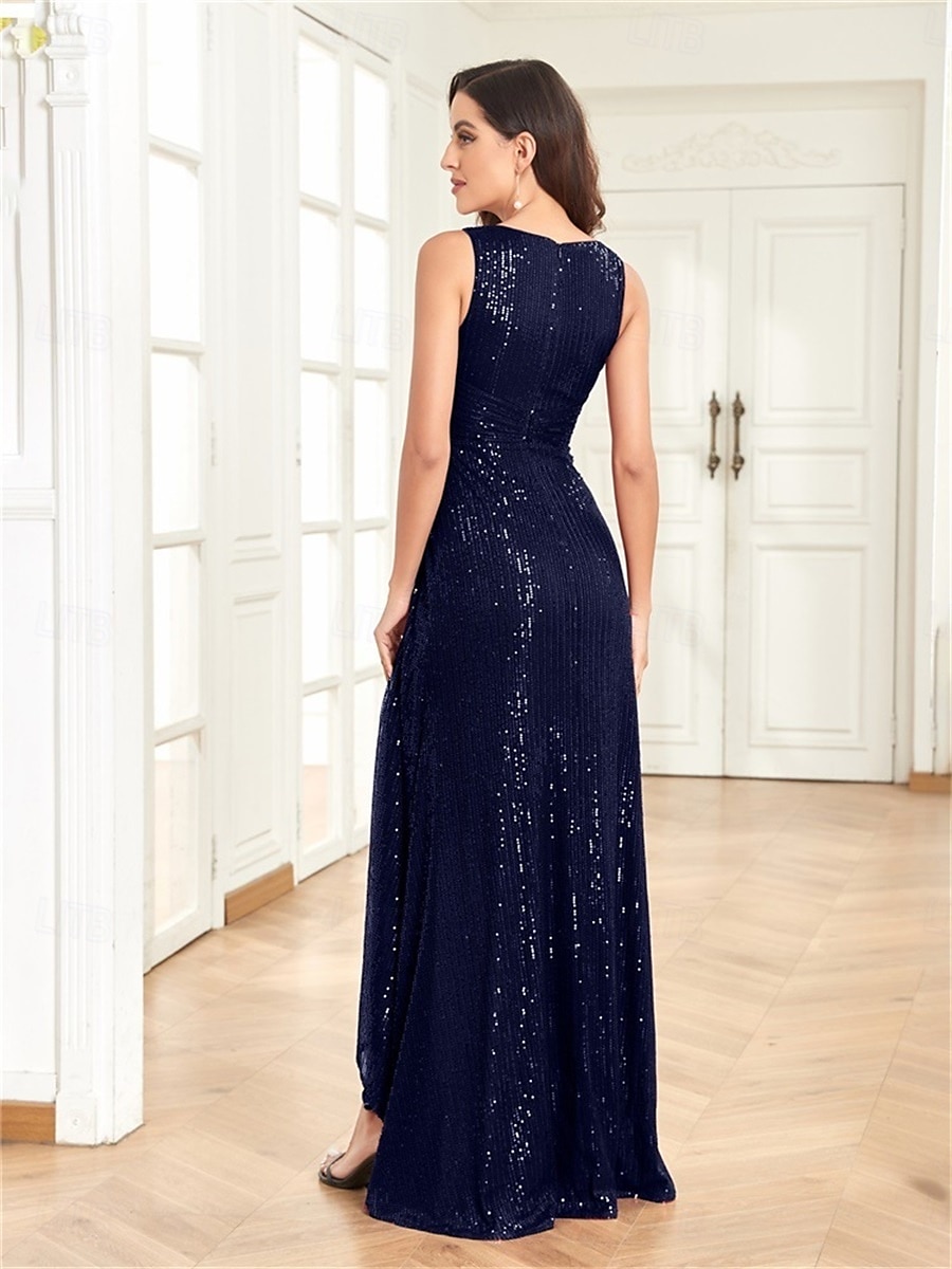 A-Line Quinceanera Dresses Elegant Dress Formal Wedding Asymmetrical Sleeveless V Neck Sequined with Sequin 2025 - $109.99 –P7
