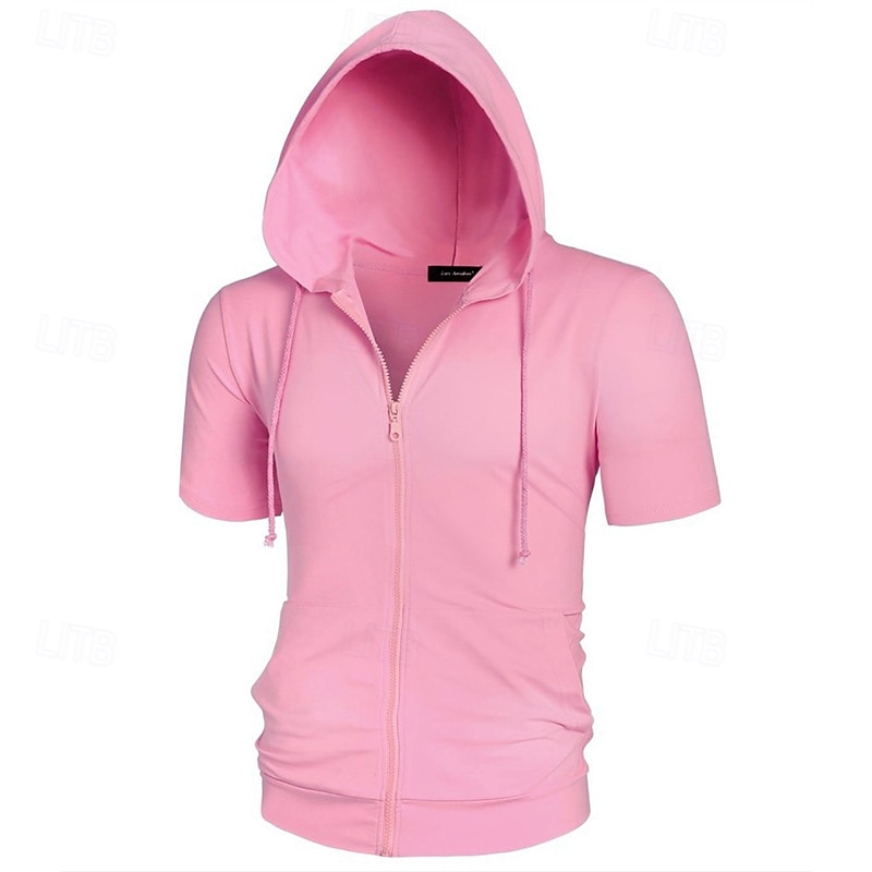 Per uomo Felpa con cappuccio Felpa con cappuccio a zip intera Nero Rosa Grigio scuro Grigio Con Cappuccio Semplice Con zip Tasca Sport & Outdoor Quotidiano Ferie Poliestere Streetwear Essenziale del 2025 a $15.49 –P5