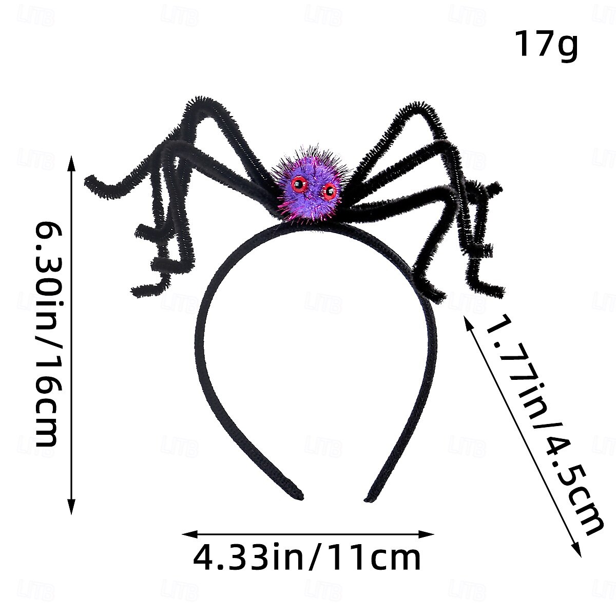 Halloween-hämähäkkipanta pörröisillä pom-pommilla, hauska hiusasuste juhliin, naamiaisiin, karkki vai keppokseen ja keppokseen &esitysproppu 2025 - $6.49 –P10