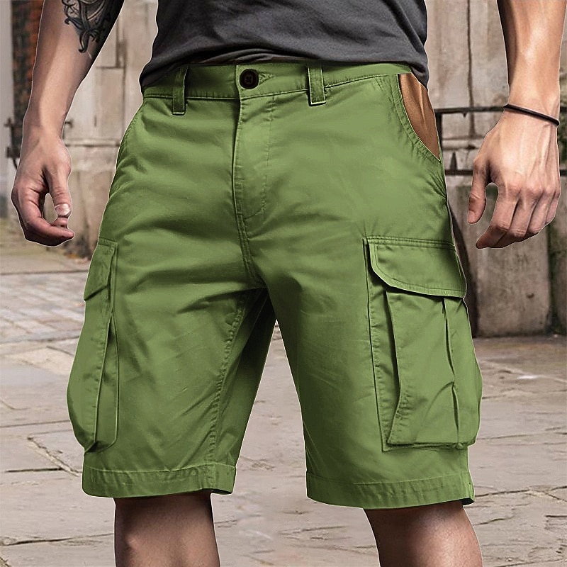 Per uomo Pantaloncini cargo Shorts Pantaloncini Estivi Multi-tasche Tasca con Patta Semplice Comodità Indossabile Lunghezza al ginocchio All'aperto Sport Quotidiano Moda Casual Verde Cachi del 2025 a $22.99 –P10