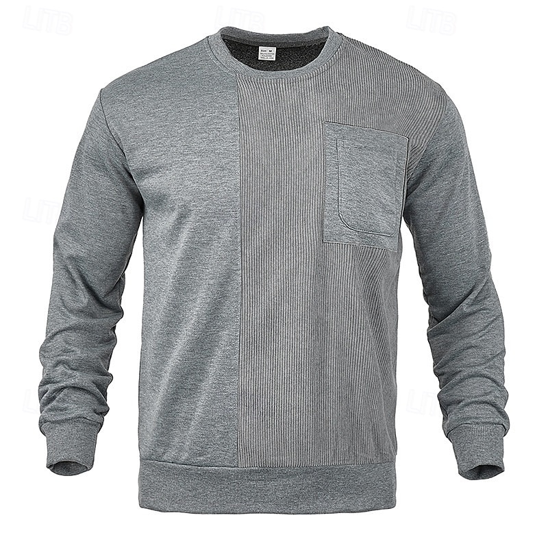 Homme Sweat-shirt Pull Noir Blanche Beige Gris Col ras du cou Uni Texturé Sport & Loisir Occasionnel Quotidien Streetwear Frais Designer Printemps & Automne Vêtement Tenue Pulls Capuche Pulls de 2025 ? $23.99 –P5